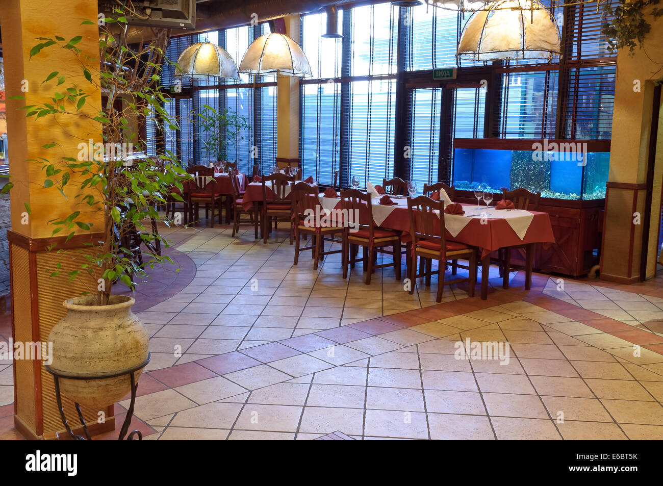 Italian restaurant with a traditional interior Stock Photo Alamy