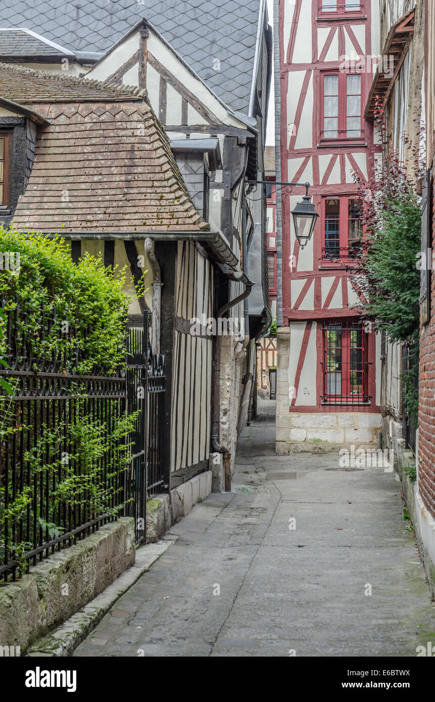 a view of half-timbered building in Rouen of France Stock Photo