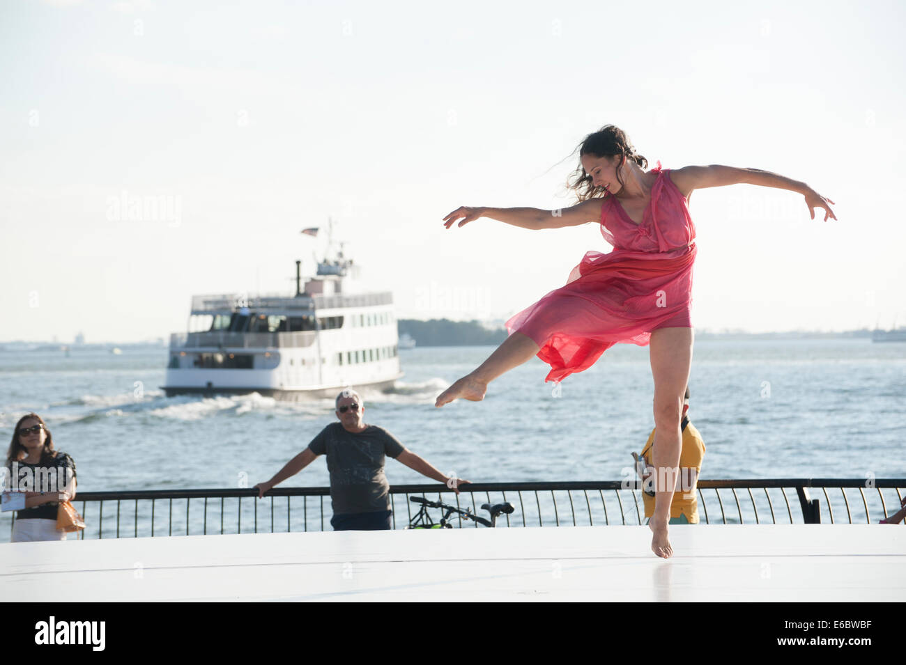 A dancer from the Isadora Duncan Dance Company directed by Lori Belilove at the Downtown Dance Festival in New York City. Stock Photo