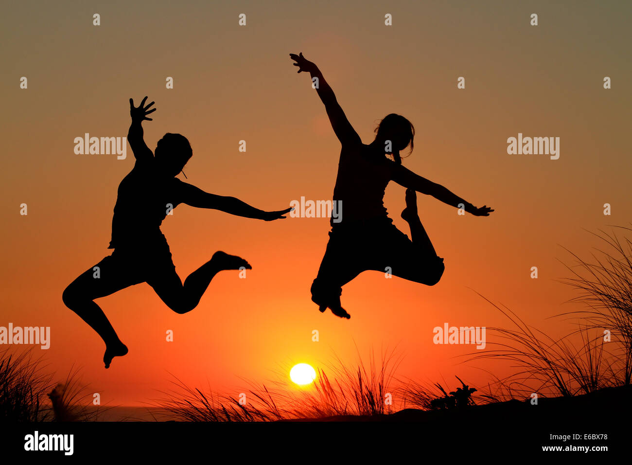 jump,silhouette,joy,jumping Stock Photo