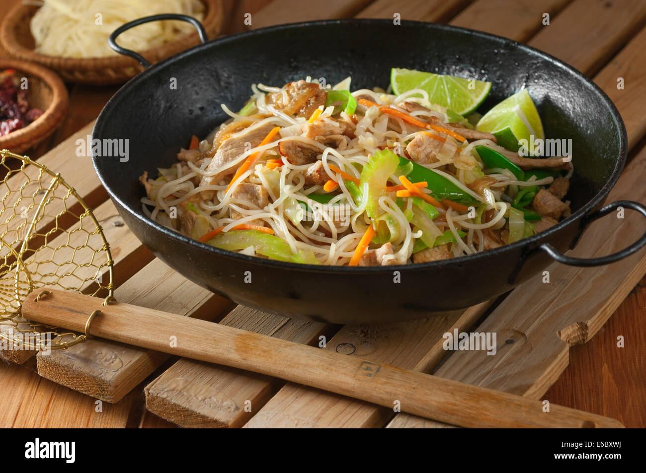 Pancit Bihon. Filipino noodle dish Stock Photo