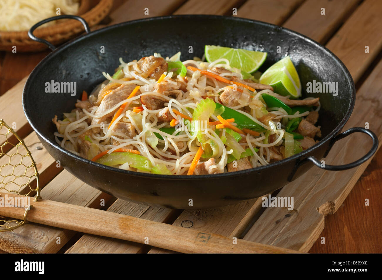 Pancit Bihon. Filipino noodle dish Stock Photo
