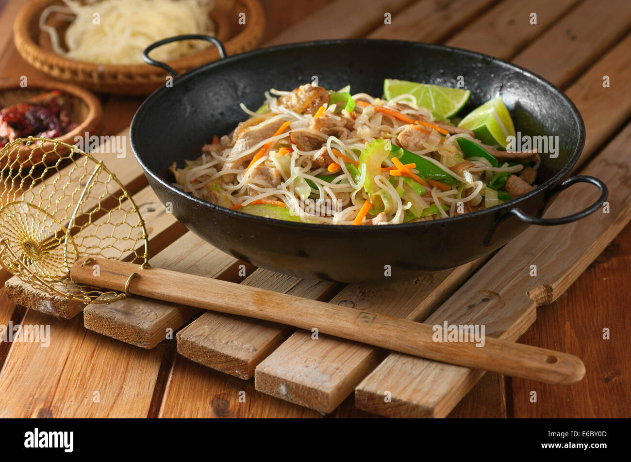 Pancit Bihon. Filipino noodle dish Stock Photo