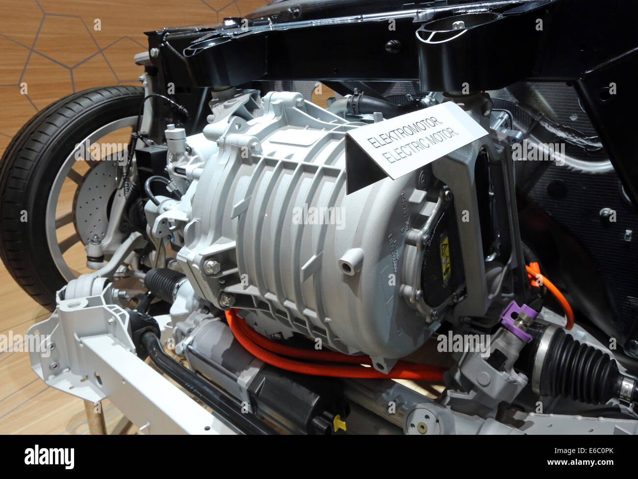 stock photo electric motor engine in a bmw i3 shown at the 65th international