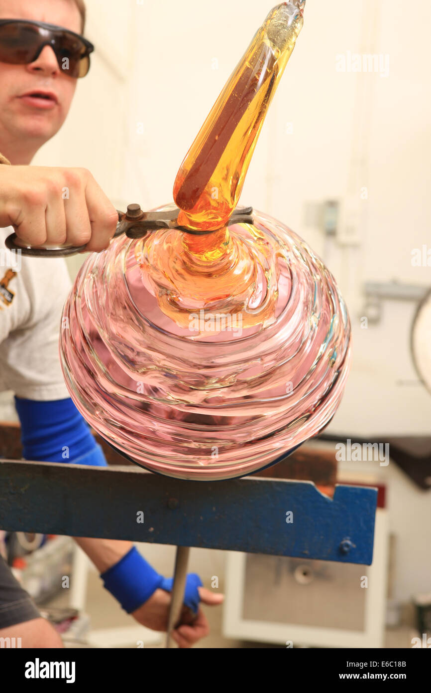Colin Hawkins Blowing Glass at Cirencester Stock Photo Alamy