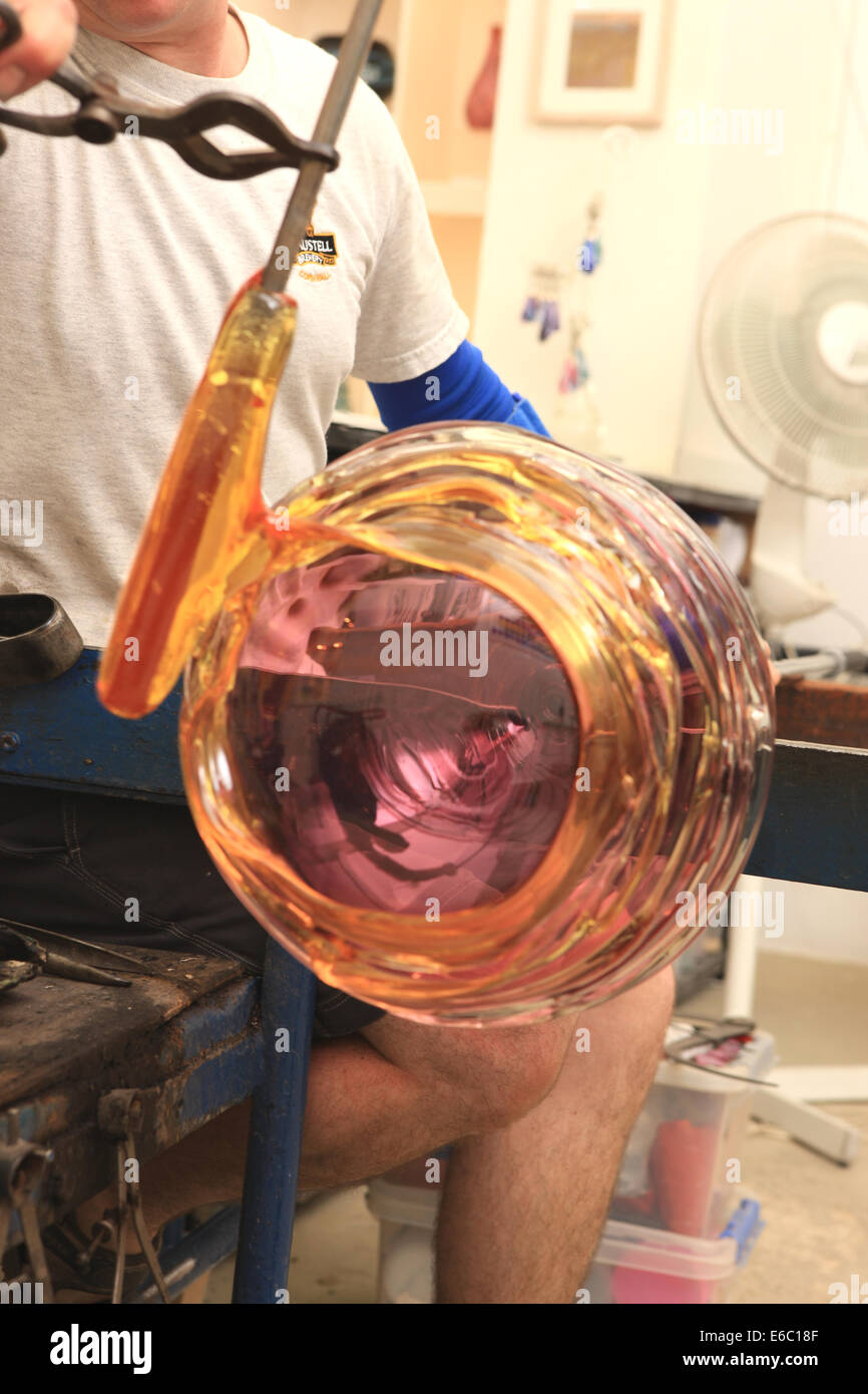 Colin Hawkins Blowing Glass at Cirencester Stock Photo Alamy
