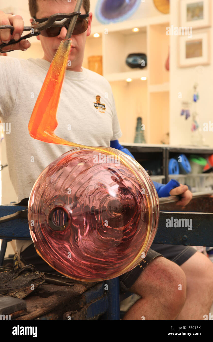 Colin Hawkins Blowing Glass at Cirencester Stock Photo Alamy