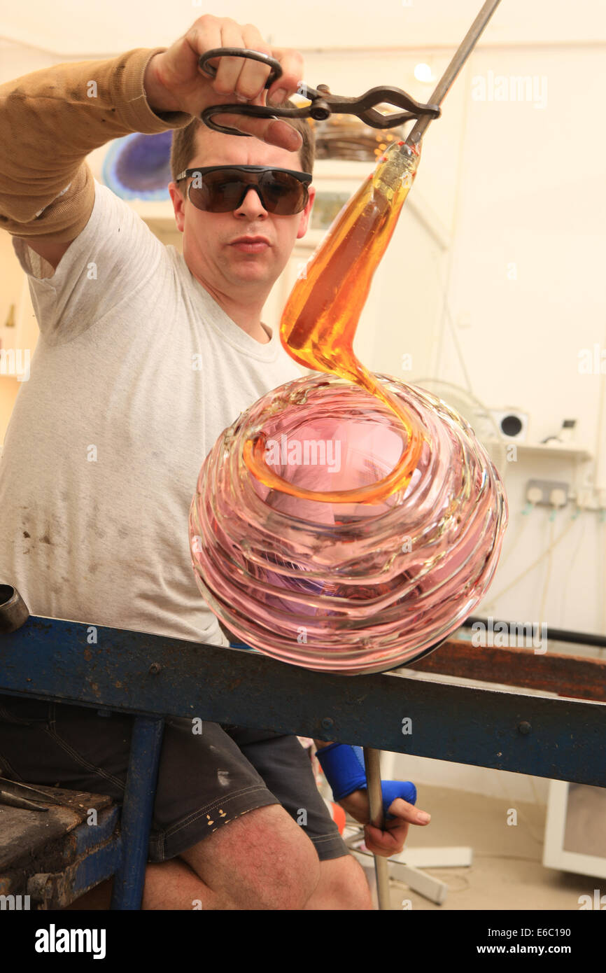 Colin Hawkins Blowing Glass at Cirencester Stock Photo Alamy