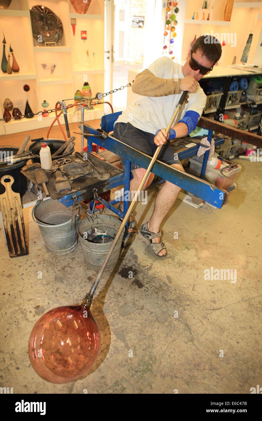 Colin Hawkins Blowing Glass at Cirencester Stock Photo Alamy