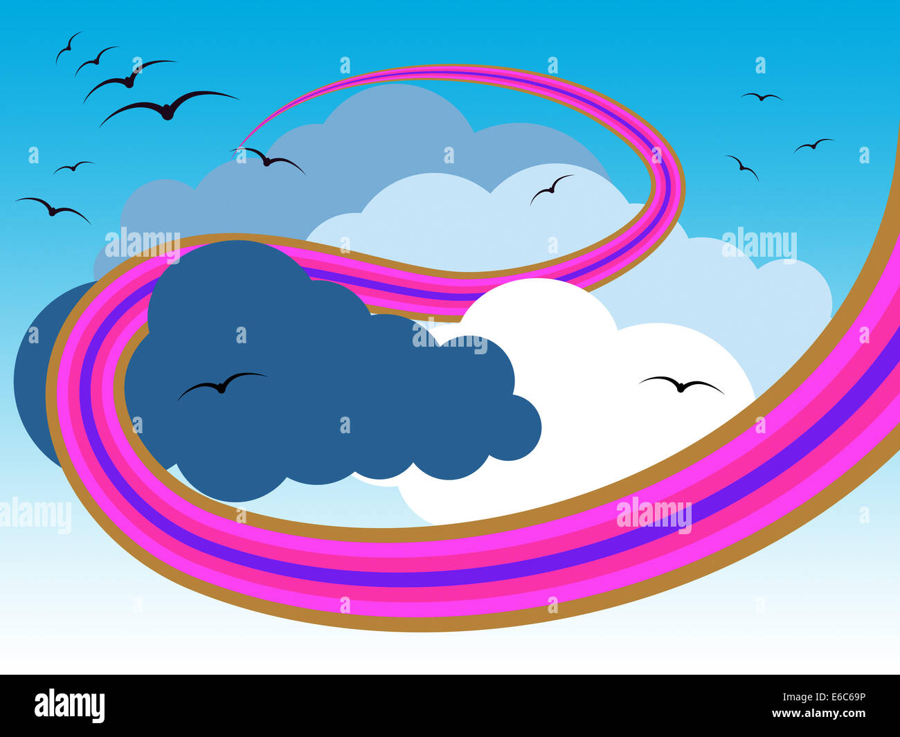 Background Rainbow Representing Birds Flying And Multicolor Stock Photo ...