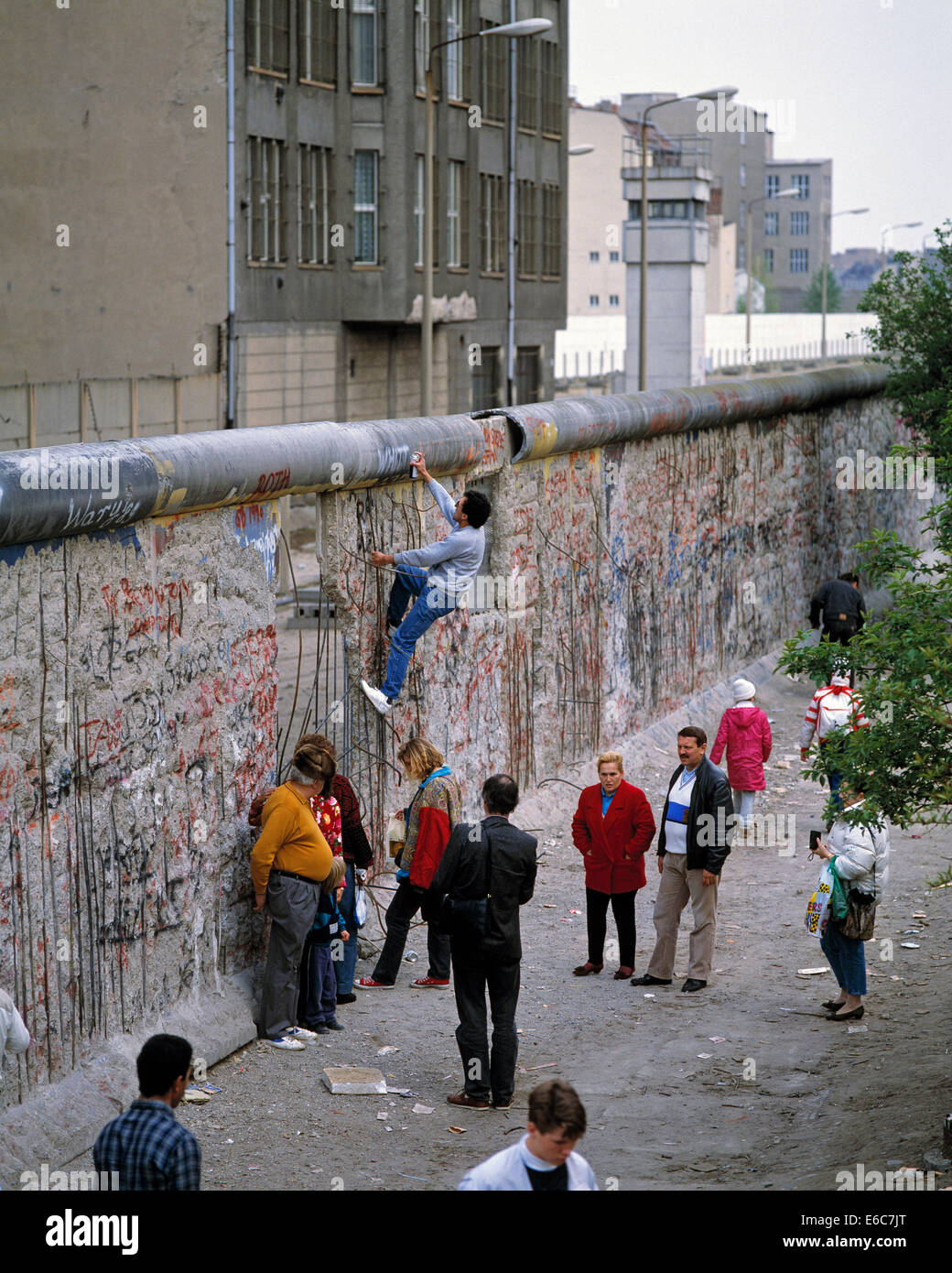 D-Berlin, Spree, Capital of Germany, Berlin Wall after Unification of Germany, border between West Berlin and Eastern Berlin, wallpecker Stock Photo