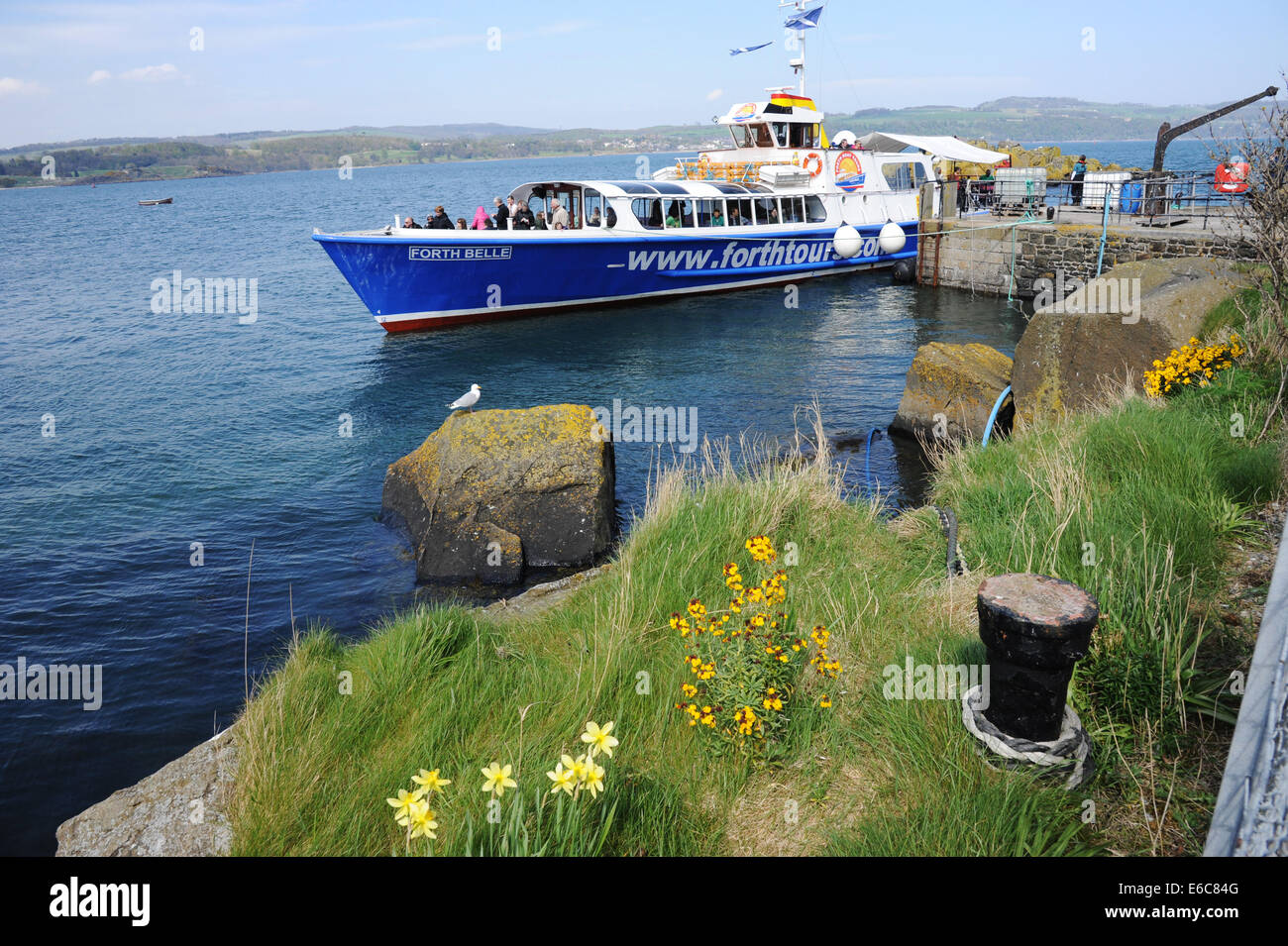 A tour boat on the Firth of Forth Stock Photo