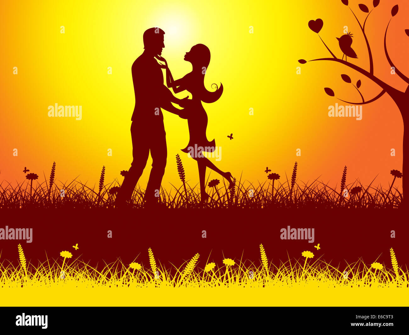 Silhouette Sunset Meaning Find Love And Sunshine Stock Photo Alamy