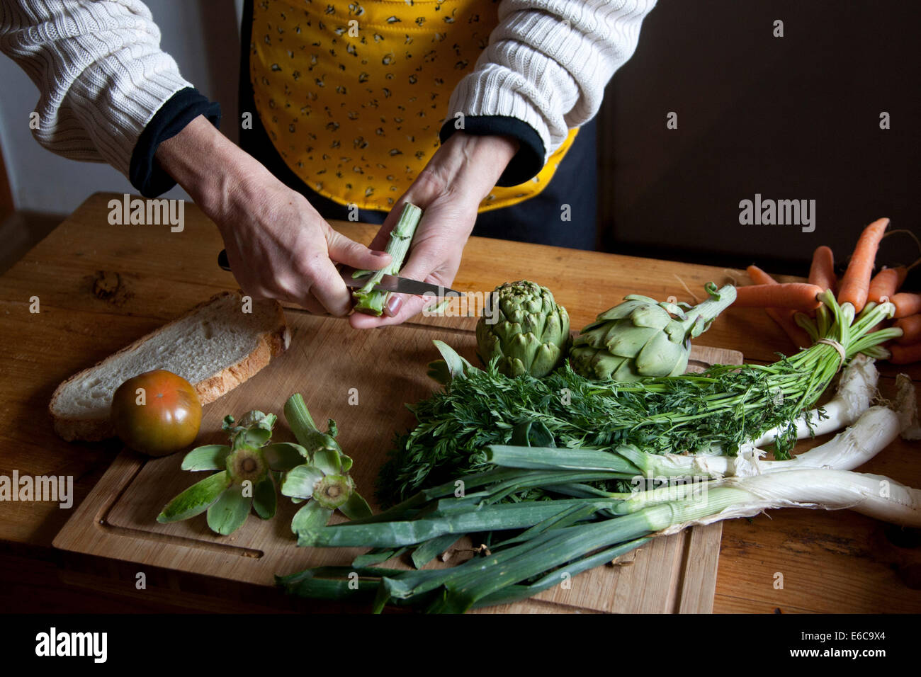 A chef preparing a salad Stock Photo