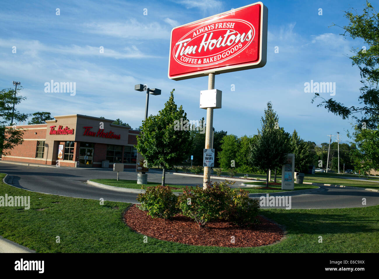 A Tim Hortons restaurant location in East Tawas, Michigan Stock Photo