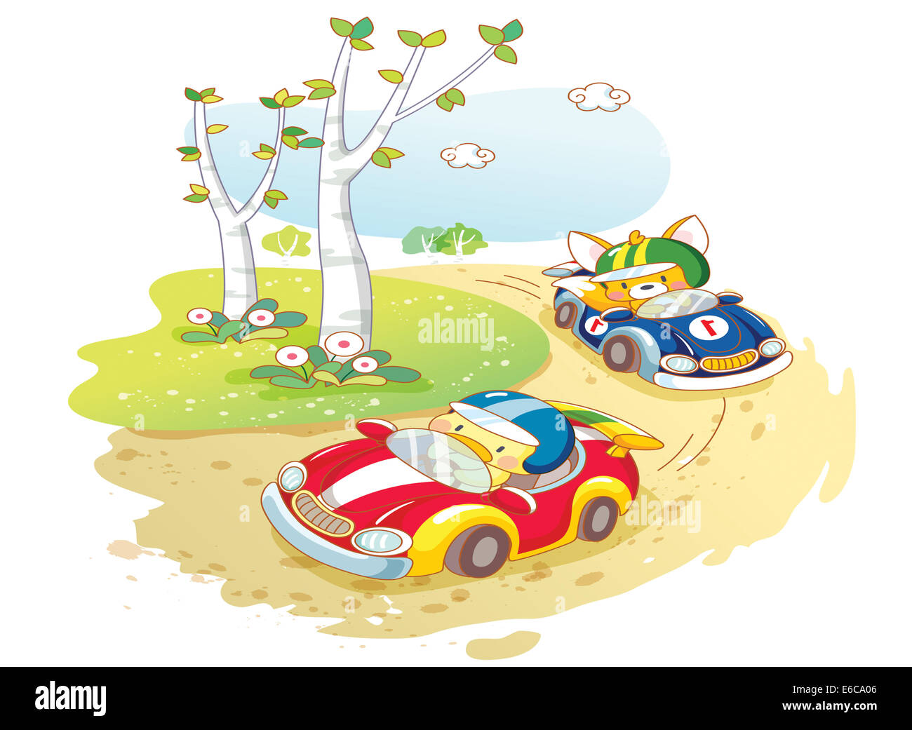 Road car on trees Cut Out