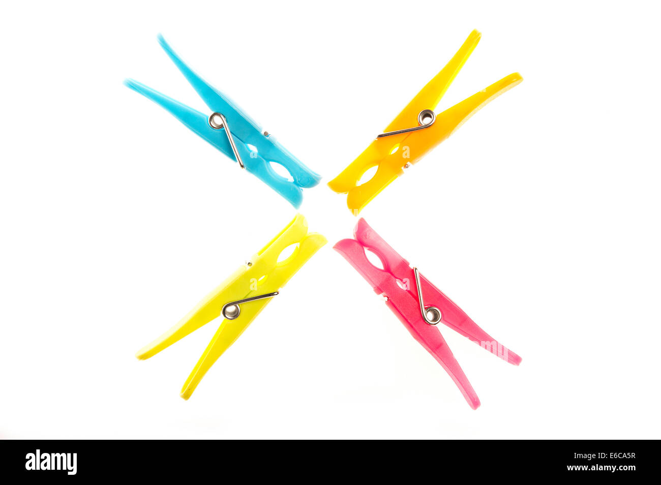 colourful clothespins Stock Photo