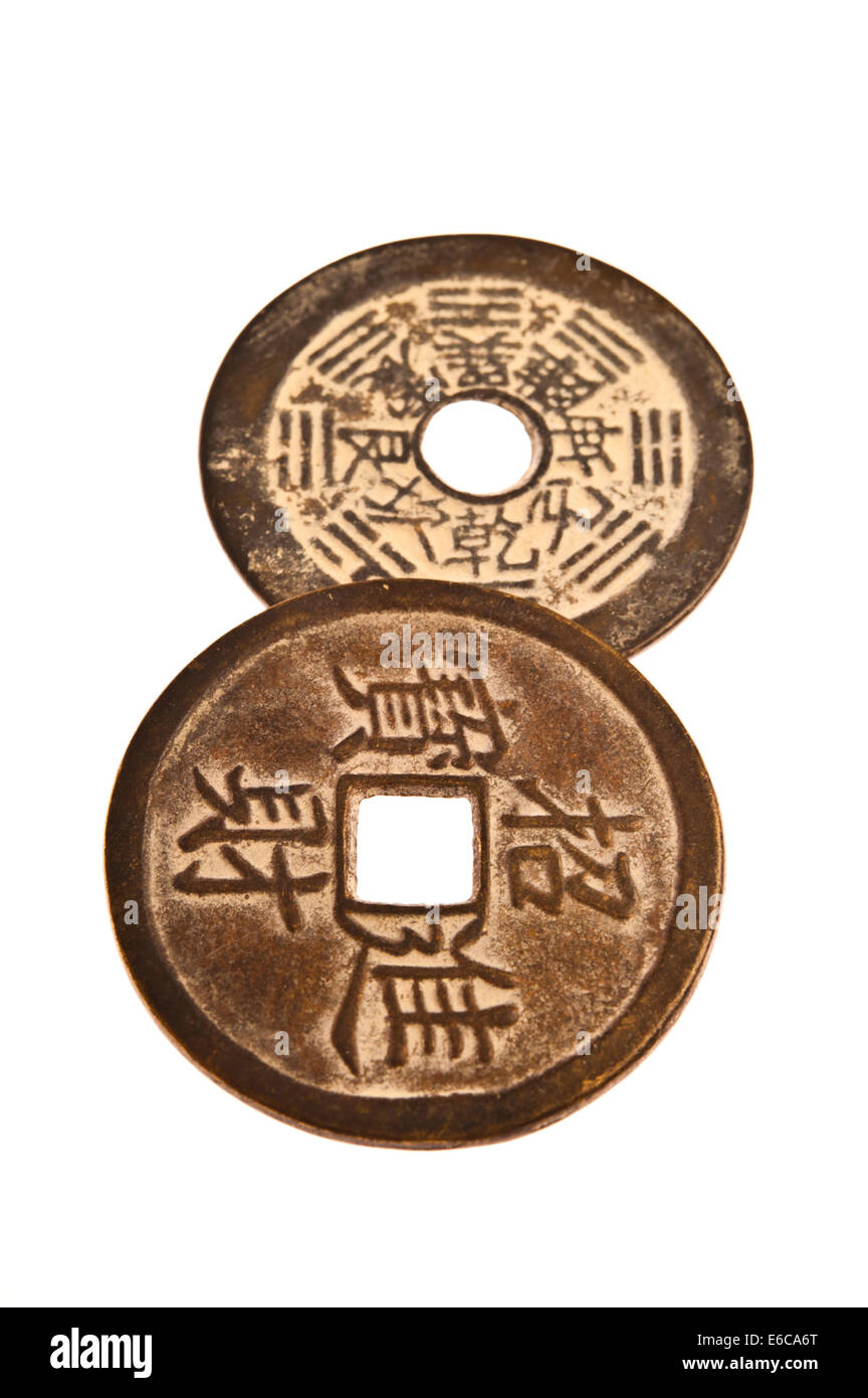 two Chinese antique coins Stock Photo