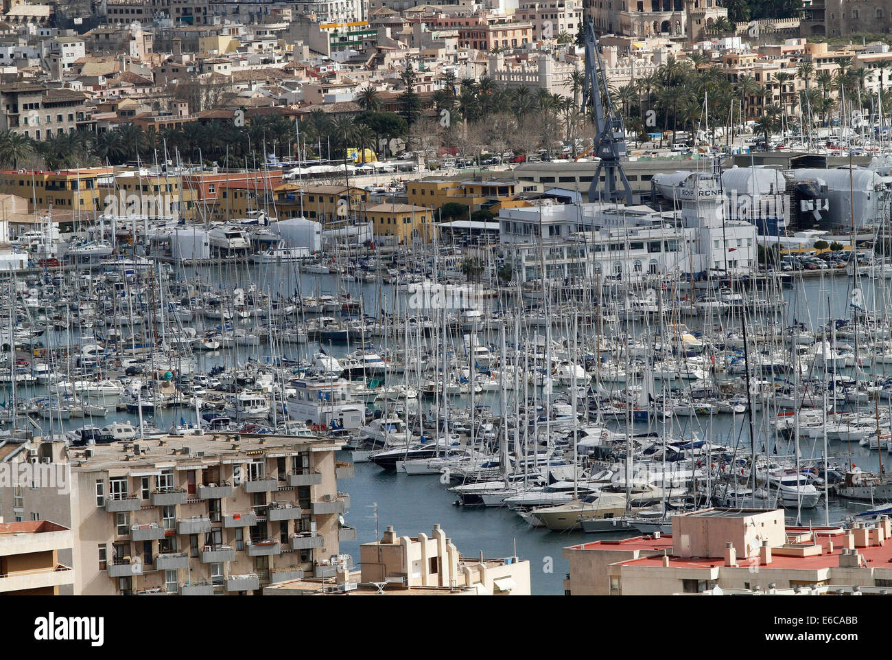 Seaport, buildings and urbanism of Palma de Majorca, Spain Stock Photo