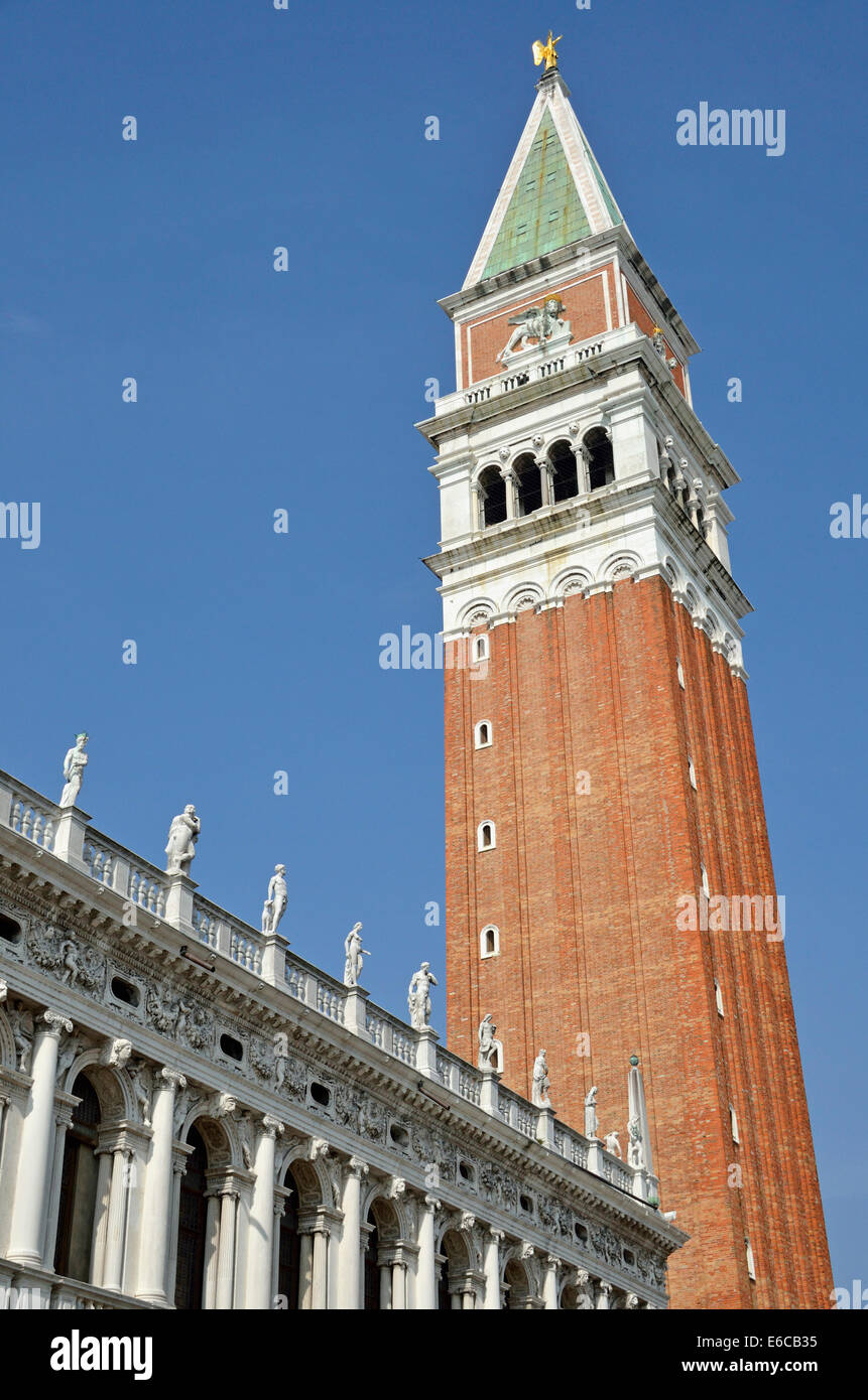 Campanile di San Marco bell tower in San Marco Piazza, Venice, Italy, Europe Stock Photo