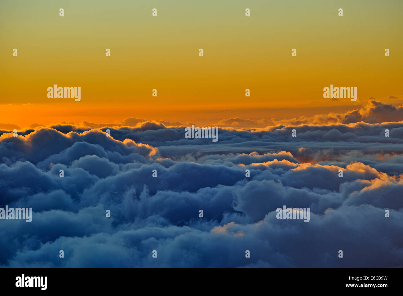 Above the clouds - cloudscape at sunset sky, Maui Island, Hawaii Islands, USA Stock Photo