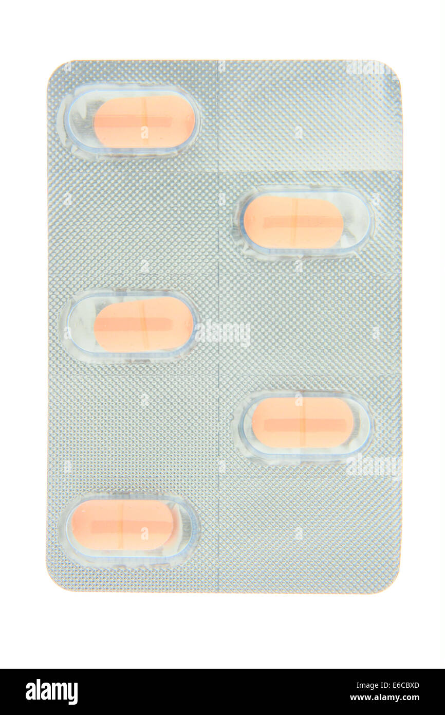 Pack of pills isolated over white background Stock Photo