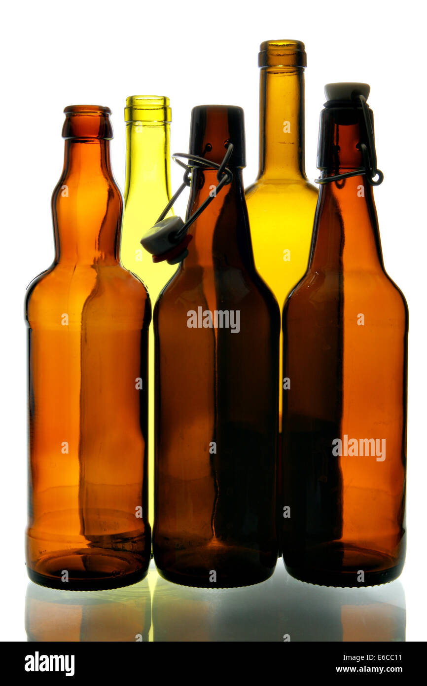 Empty bottles isolated over a white background Stock Photo Alamy