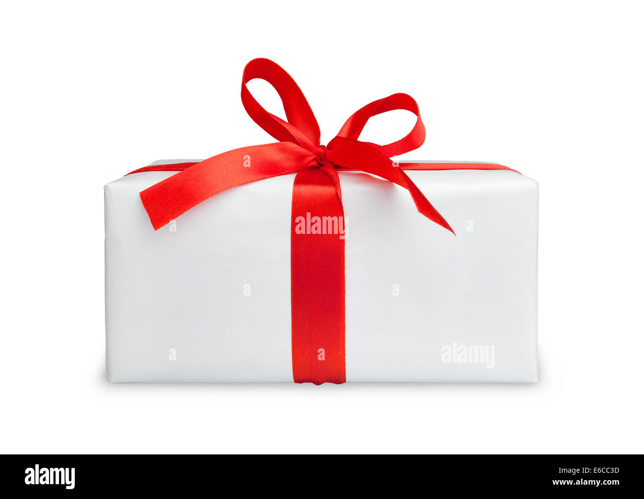 the white box with a red ribbon and bow Stock Photo - Alamy