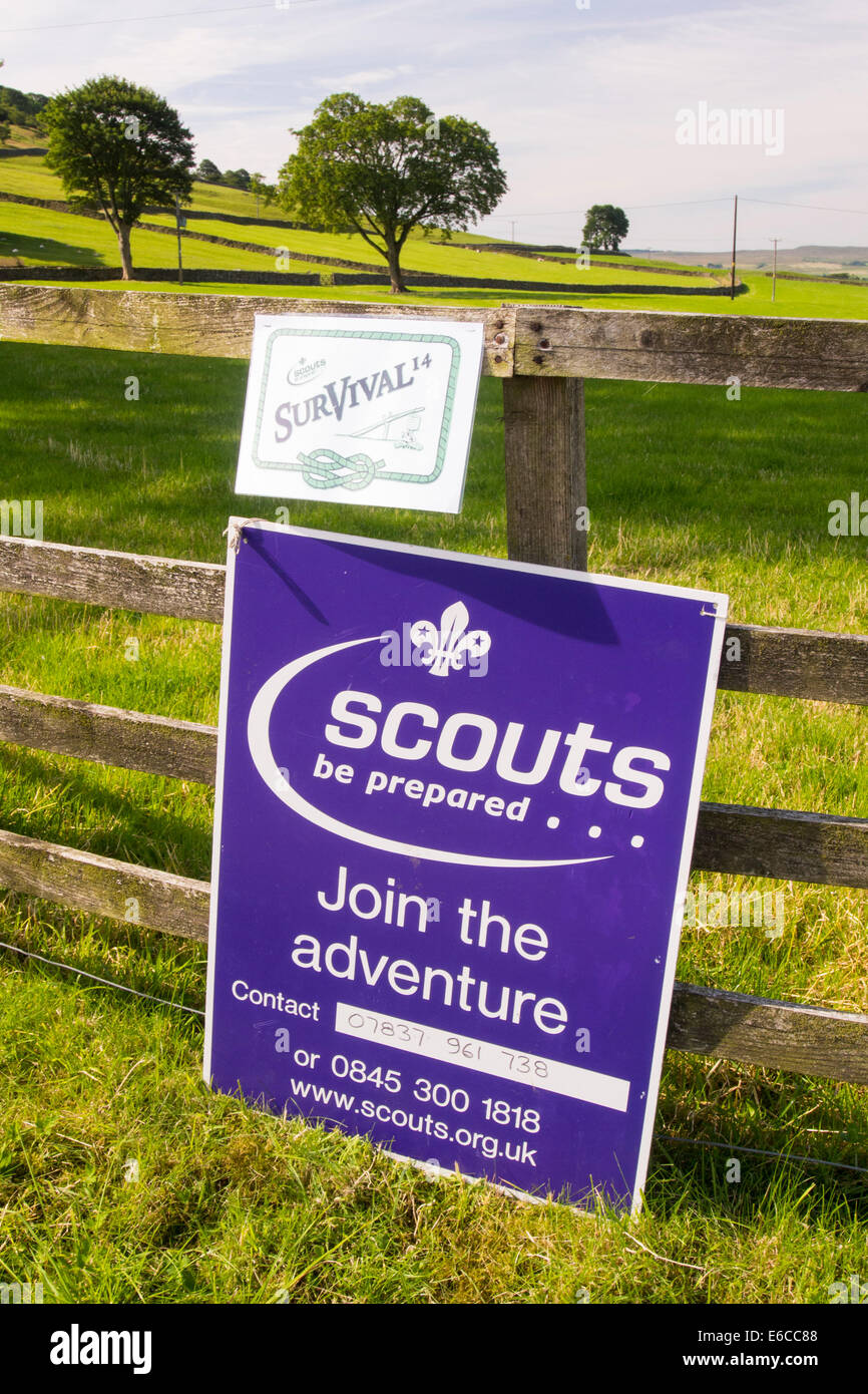A Scout survival camp at Austwick in the Yorkshire Dales, UK. Stock Photo