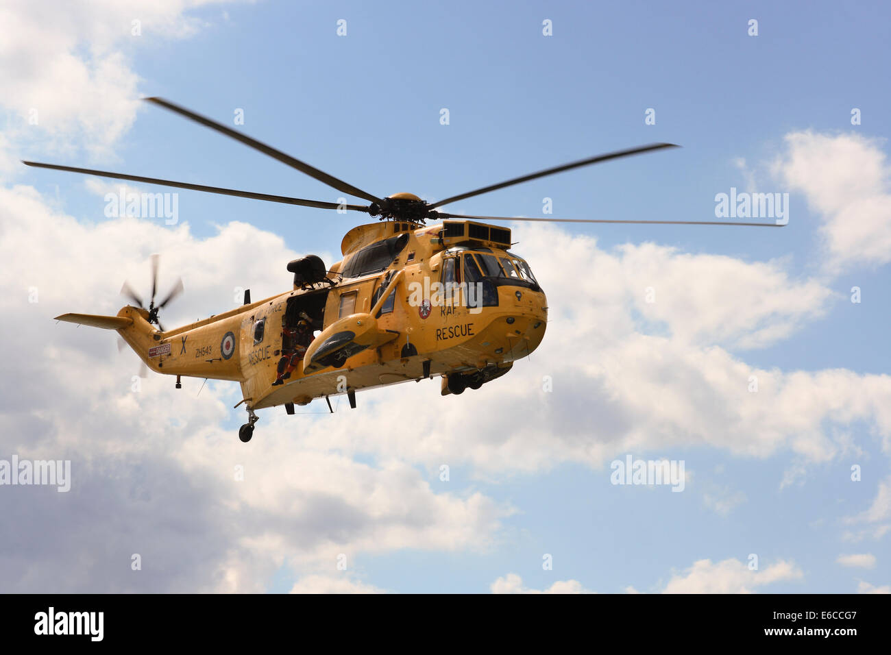 Sea King rescue helicopter on exercise Stock Photo