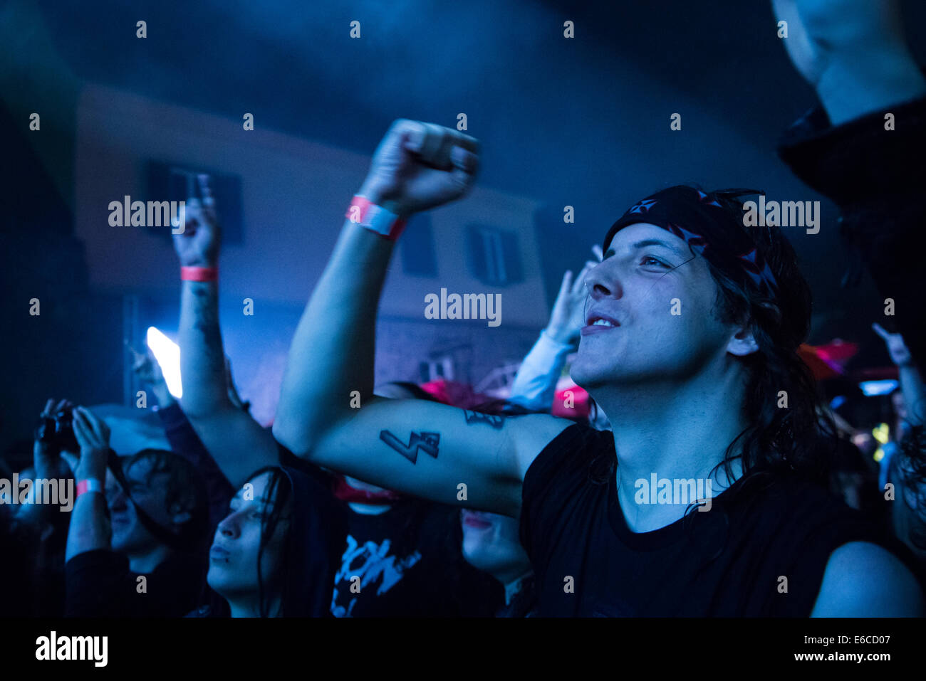 Audience at the concert of Skid Row at Festival Lent, Maribor, Slovenia, June 23, 2014 Stock Photo