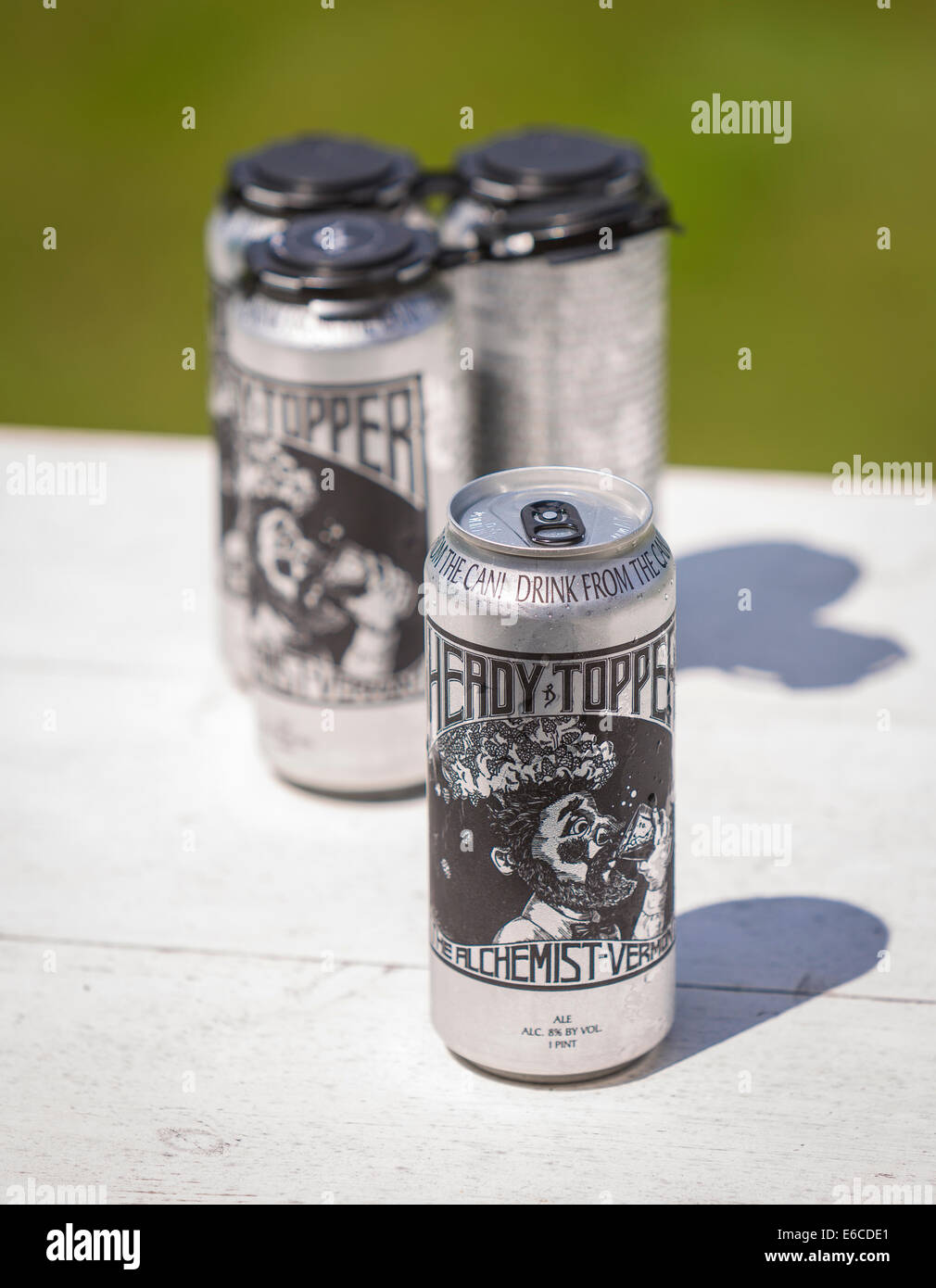 VERMONT, USA - Heady Topper ale, a beer produced by The Alchemist Brewery. Stock Photo