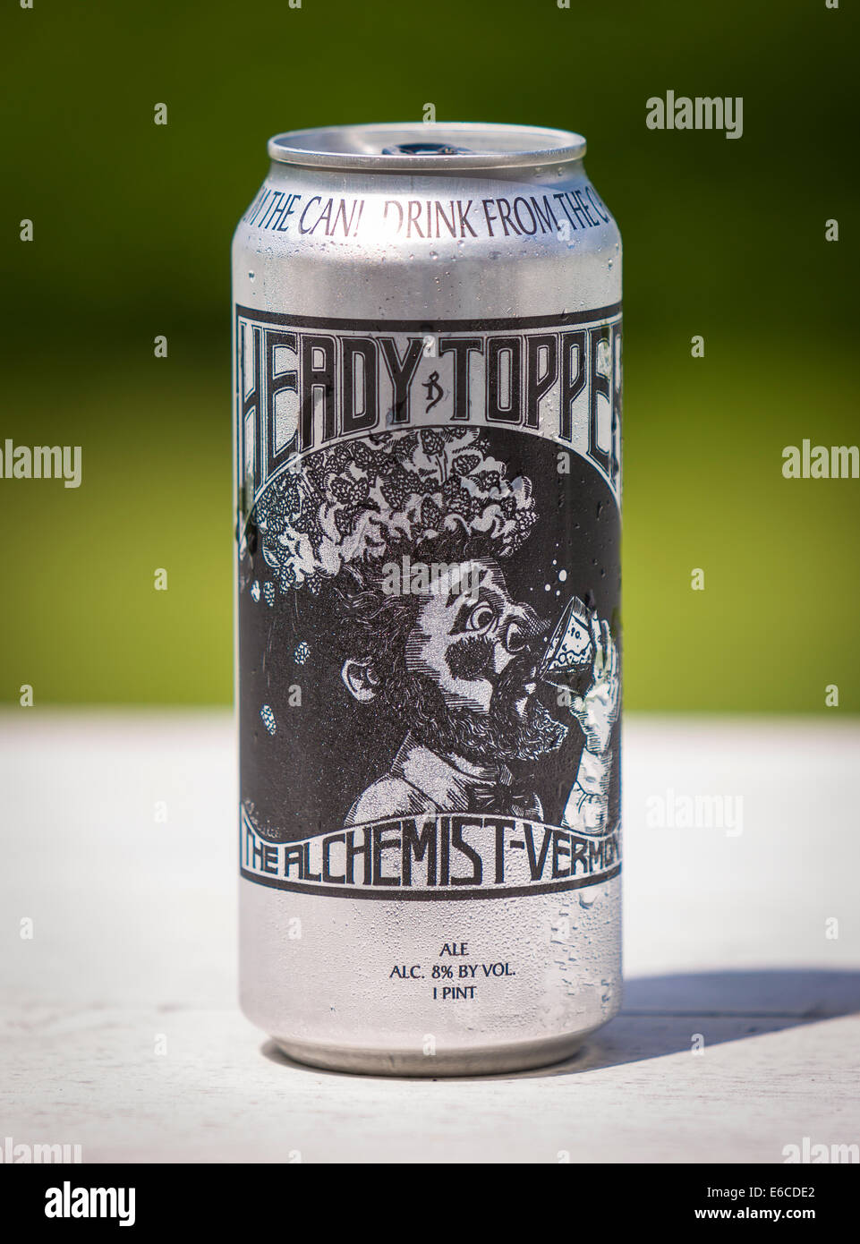 VERMONT, USA - Heady Topper ale, a beer produced by The Alchemist Brewery. 16 ounce can Stock Photo
