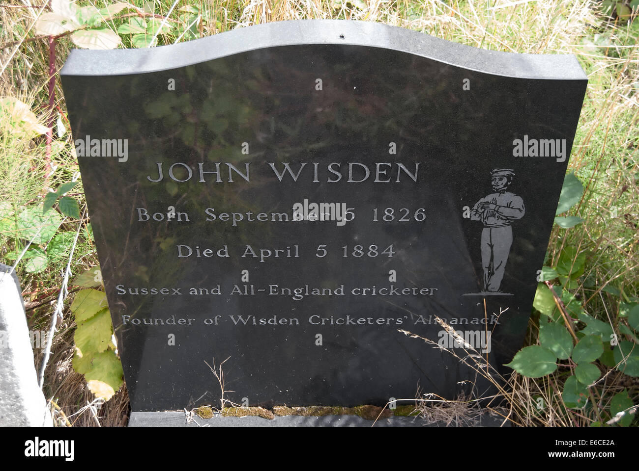 grave of cricketer, and founder of the wisden cricketers almanack, john wisden, brompton cemetery, london, england Stock Photo