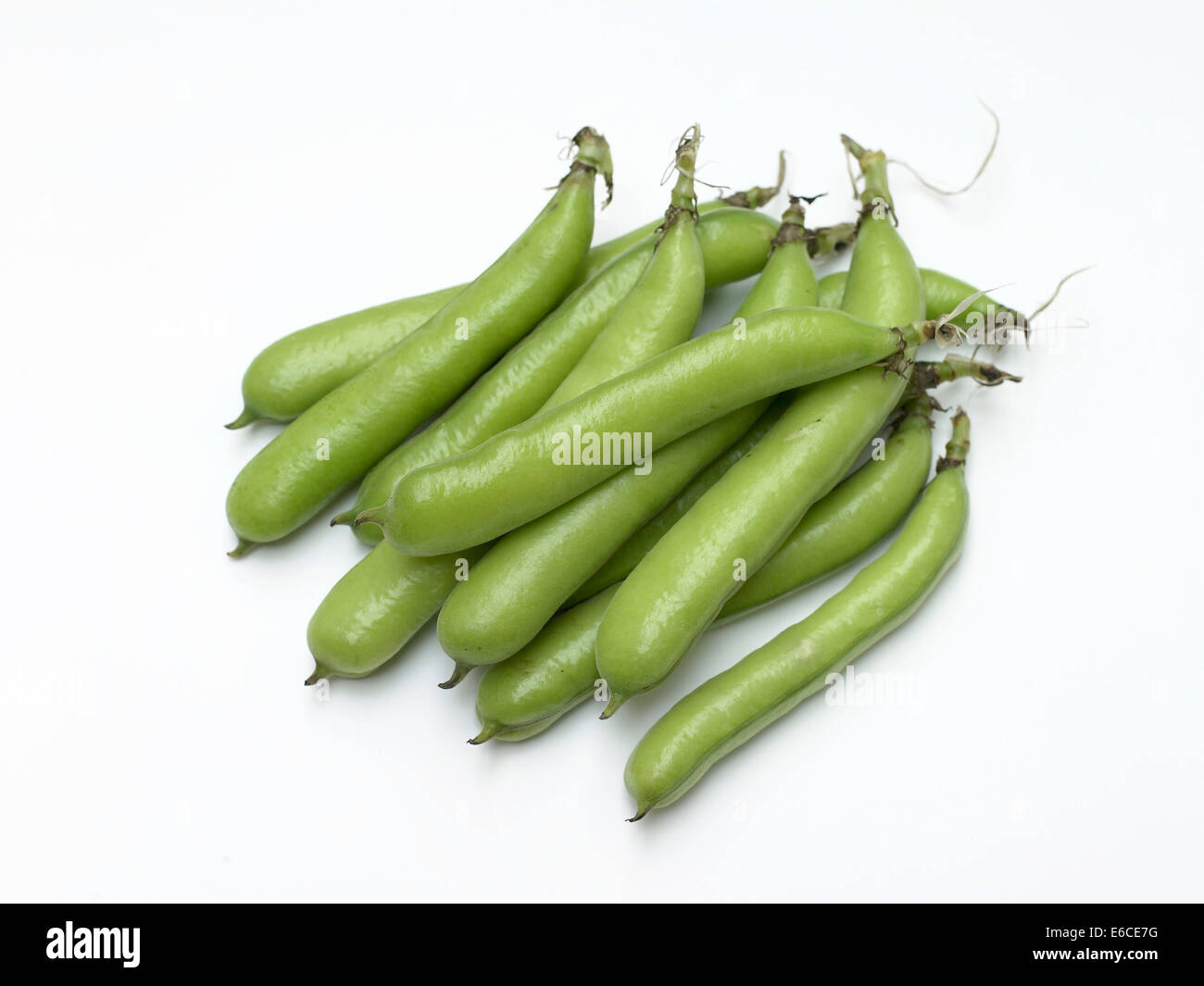 Broad Beans on White background Stock Photo