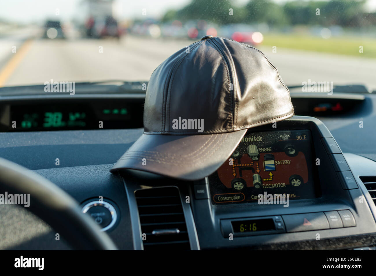 Hats off to you in my Prius Stock Photo