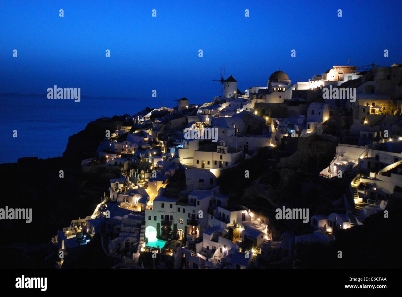 Santorini at Night Stock Photo
