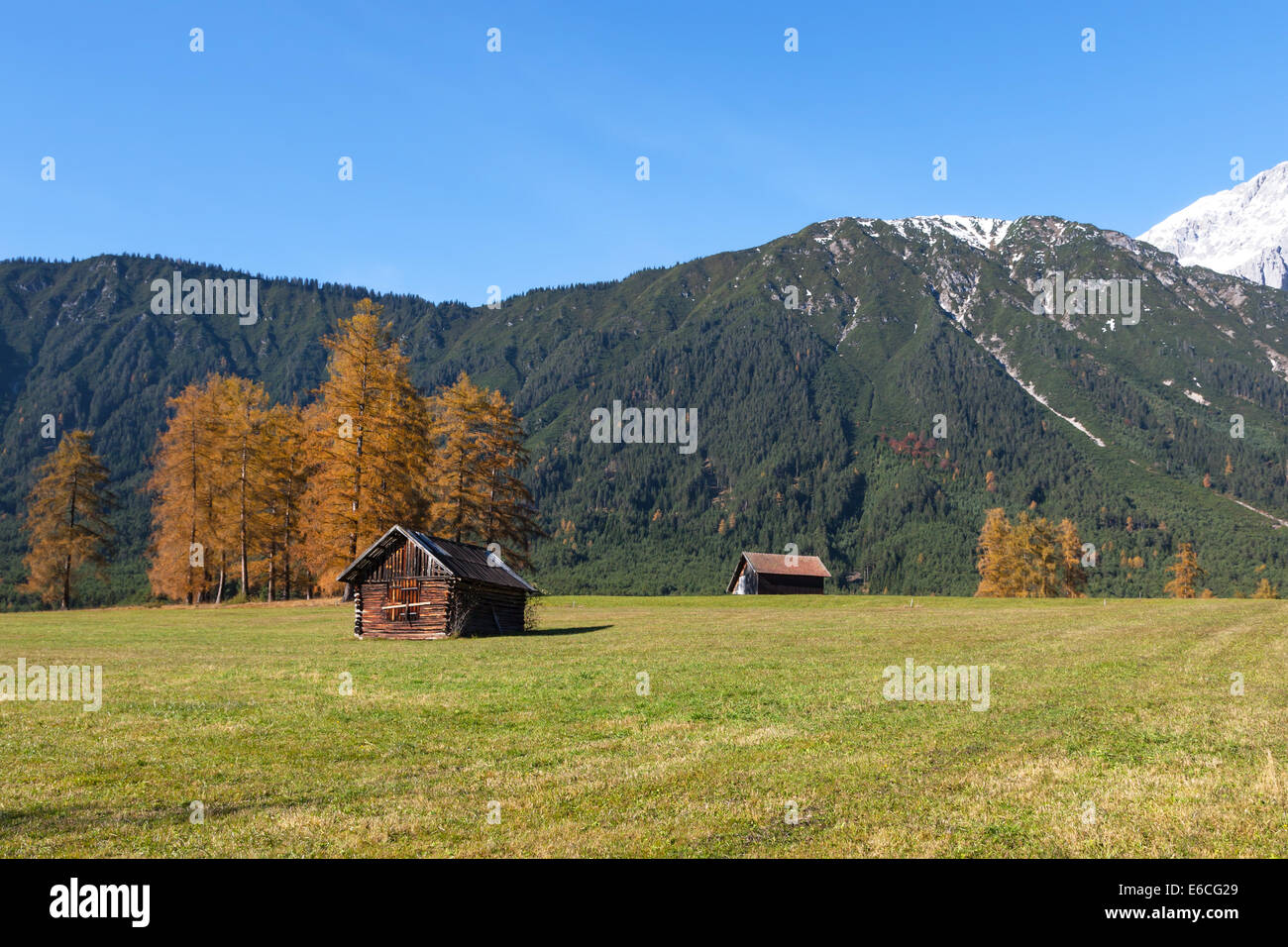 autumn scenic view from Mieming Plateau (Austria, Tyrol) Stock Photo