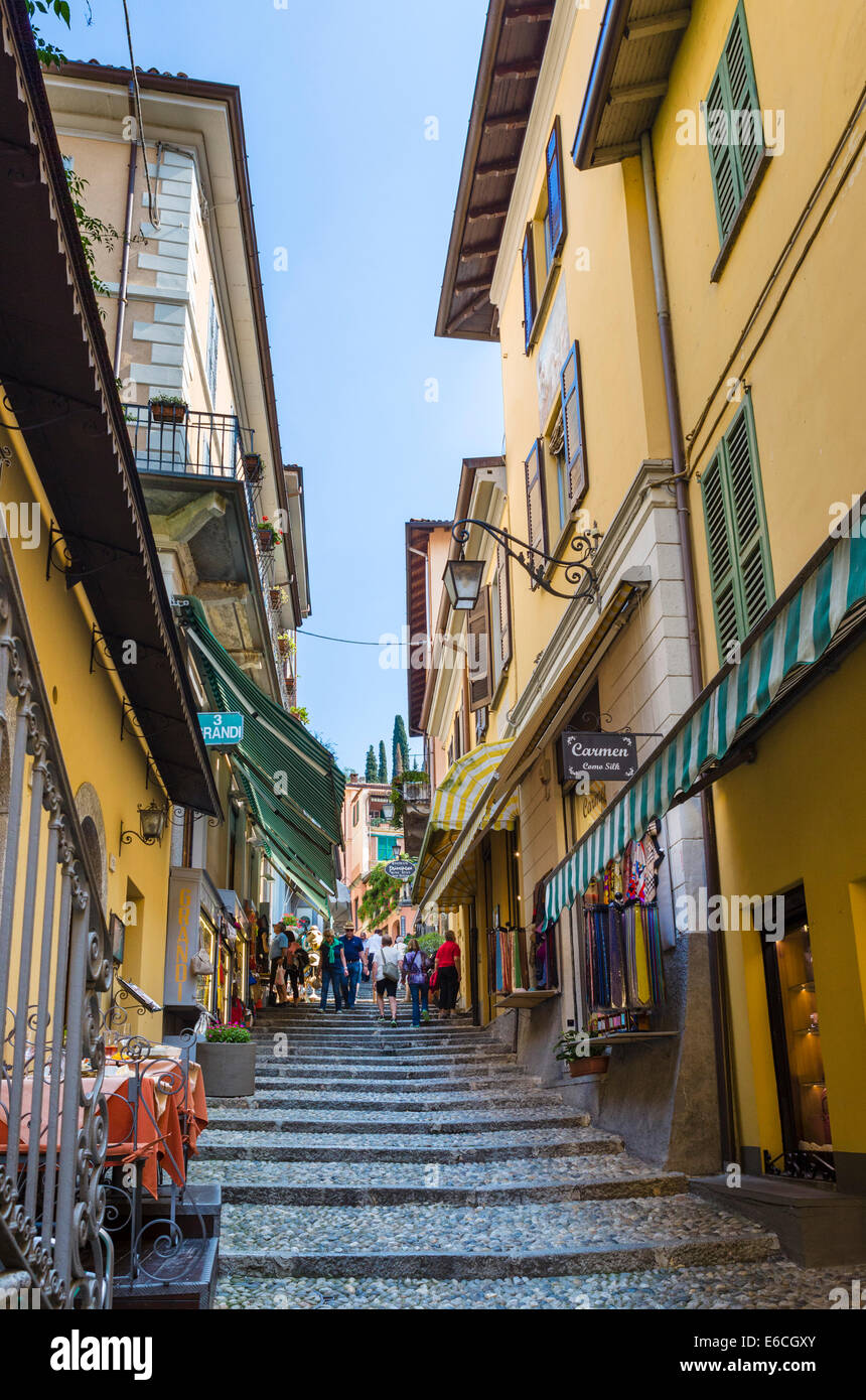 Shops on Salita Serbelloni in the historic old town, Bellagio, Lake
