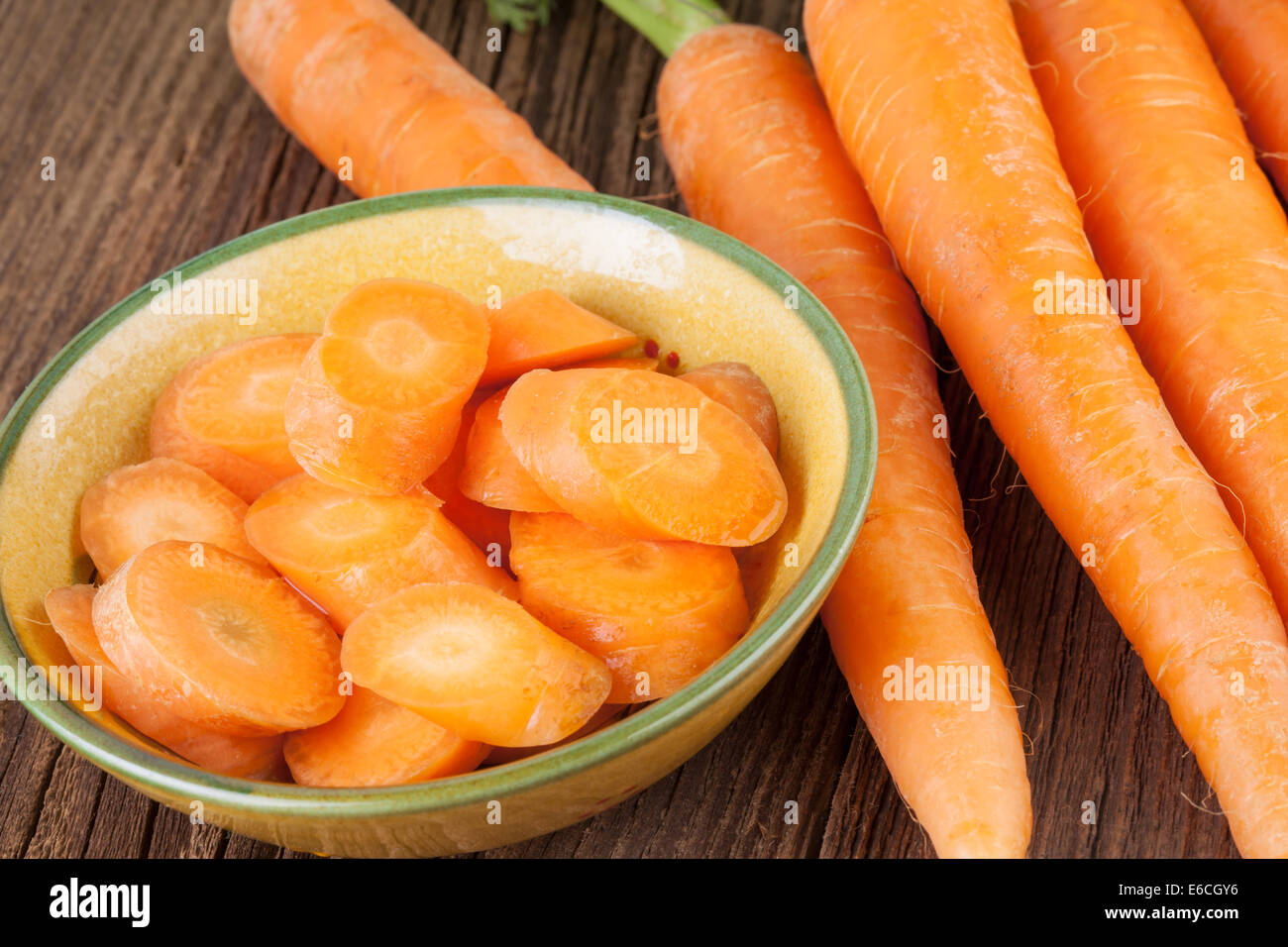Carrots prepared for cooking Stock Photo