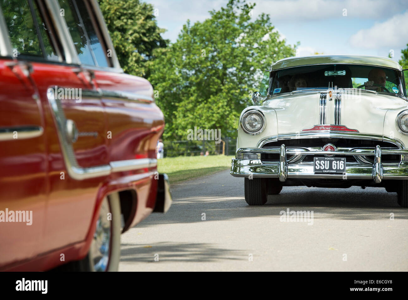 1953 Pontiac Eight Chieftain at an american car show. UK. Classic vintage American car Stock Photo