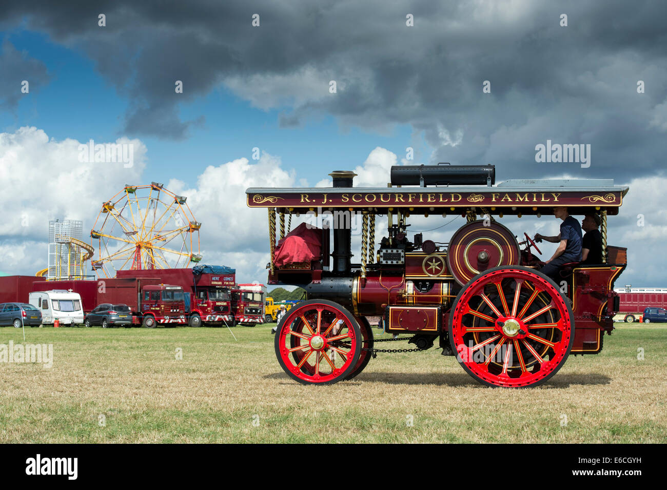Showmans Traction Engine at a steam fair in England Stock Photo