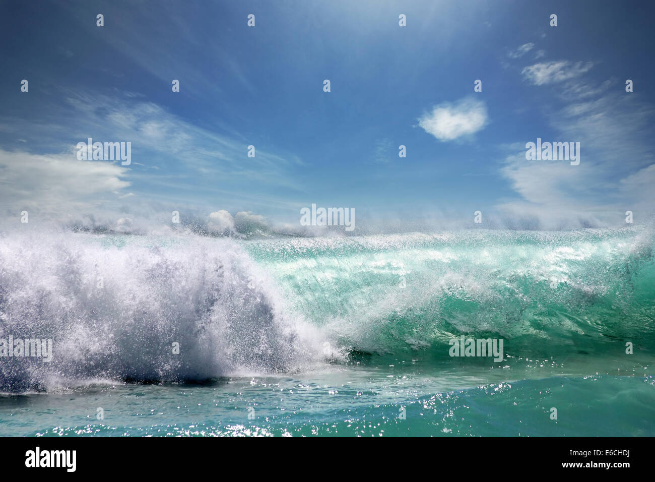 Big ocean wave breaking the shore Stock Photo - Alamy