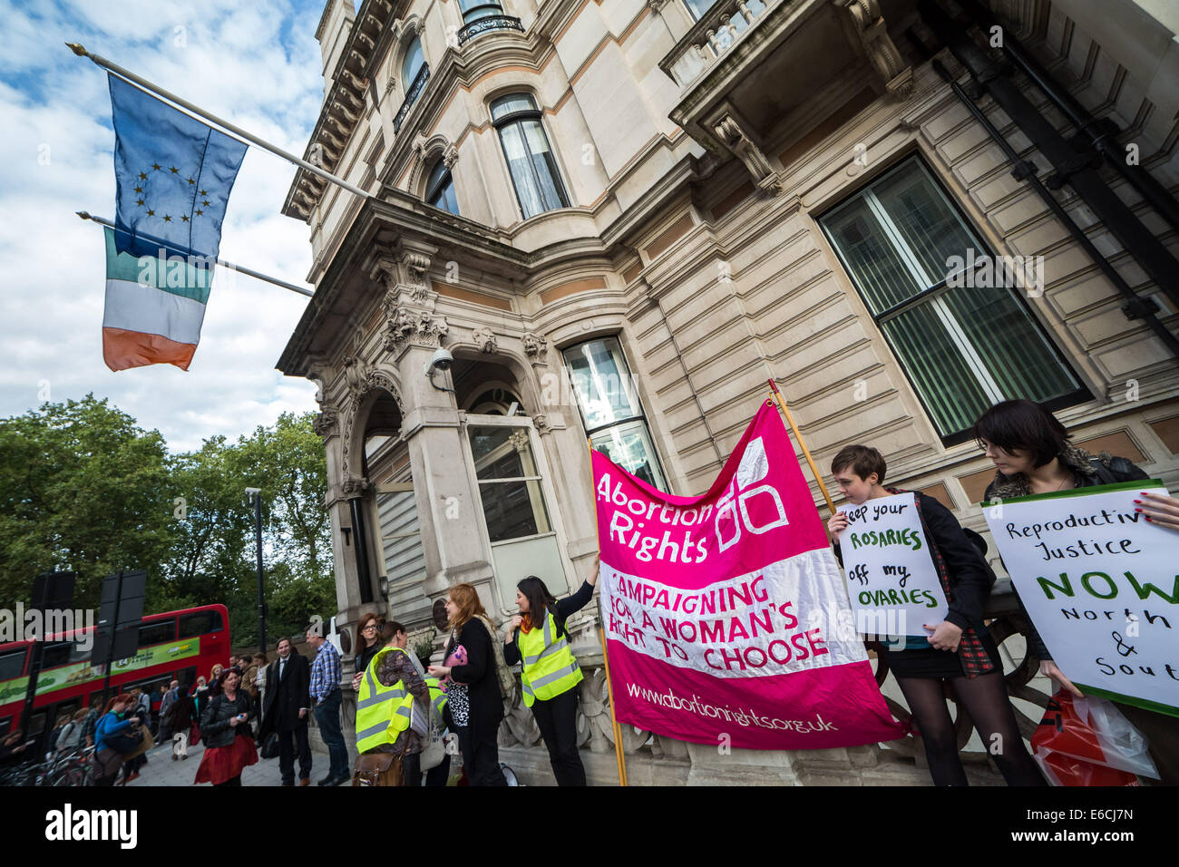 London, UK. 20th Aug, 2014.  Abortion Rights Protest Outside Irish Embassy 2014 Credit:  Guy Corbishley/Alamy Live News Stock Photo