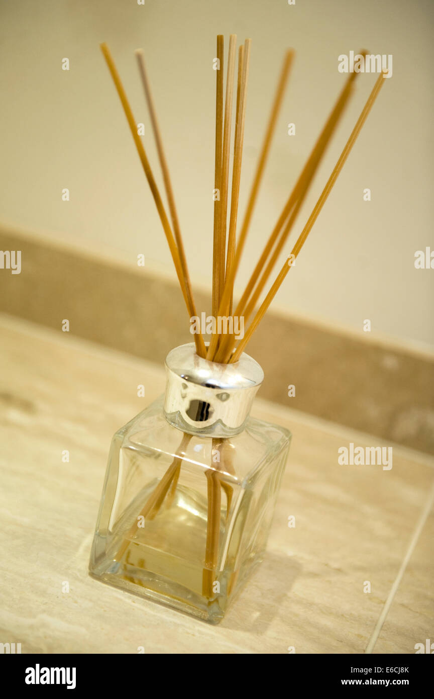 Interior shots of the refurnished rural pub The Kilpeck Inn,  Herefordshire. Close up on scented diffuser sticks Stock Photo