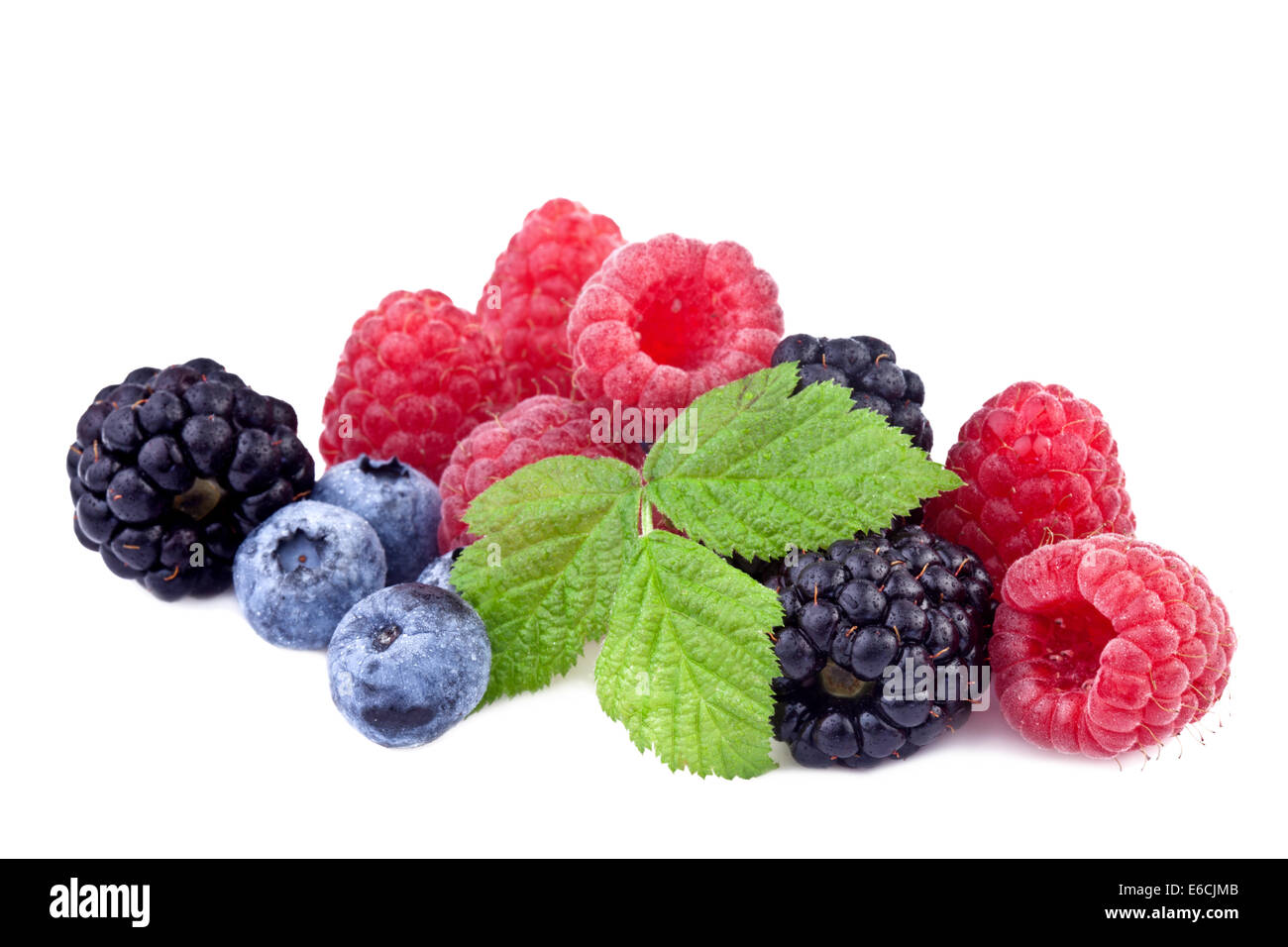 Blackberry Raspberry and Blueberry  isolated on white Stock Photo