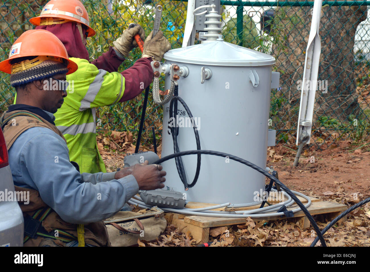utility workers work on a transformer in Greenbelt, Maryland Stock Photo Alamy