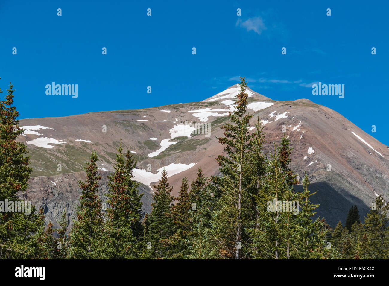 Quandary Peak viewed from Hoosier Pass, a high mountain pass in the Rocky Mountains in Colorado. Stock Photo
