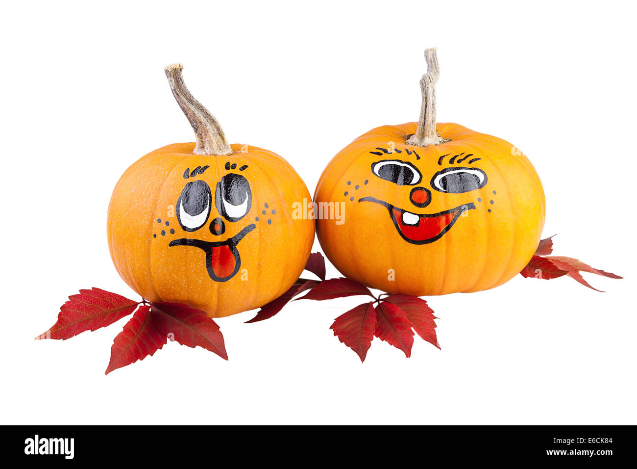 Pumpkin with autumn leaves isolated on white Stock Photo - Alamy