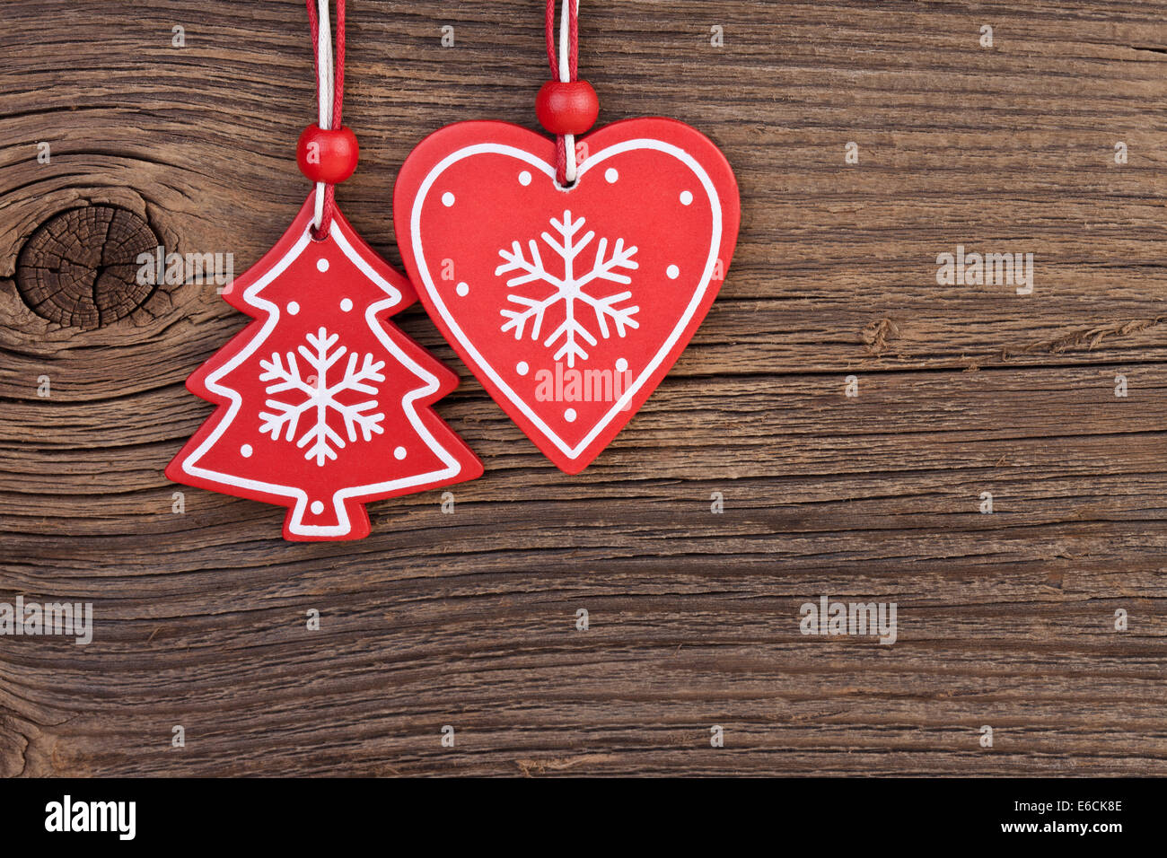 Christmas decoration over wooden background with free space for text Stock Photo